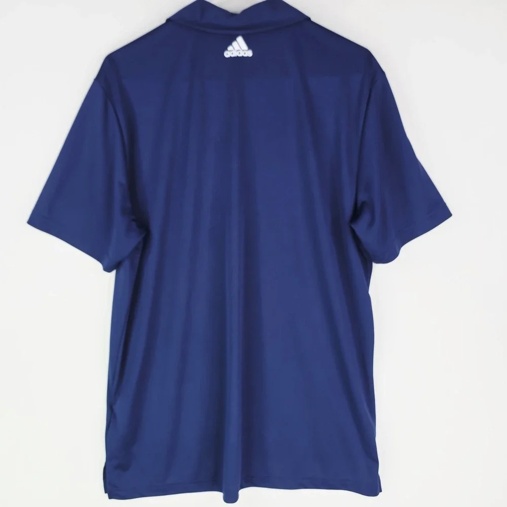 adidas Men's Large Navy Blue Polo Kubota‎ Embroidered Shirt 3 Striped Breathable